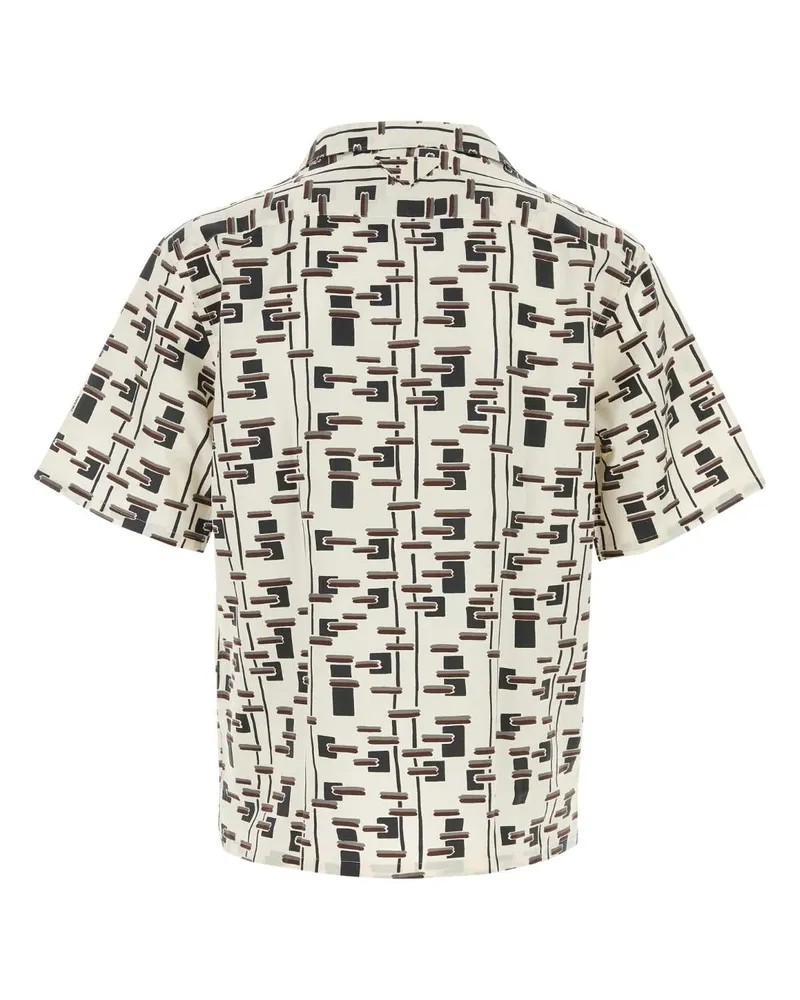 Prada Men's Printed Poplin Shirt Naturale+bordeaux Exterior: Cotton Silk Camicie Beige