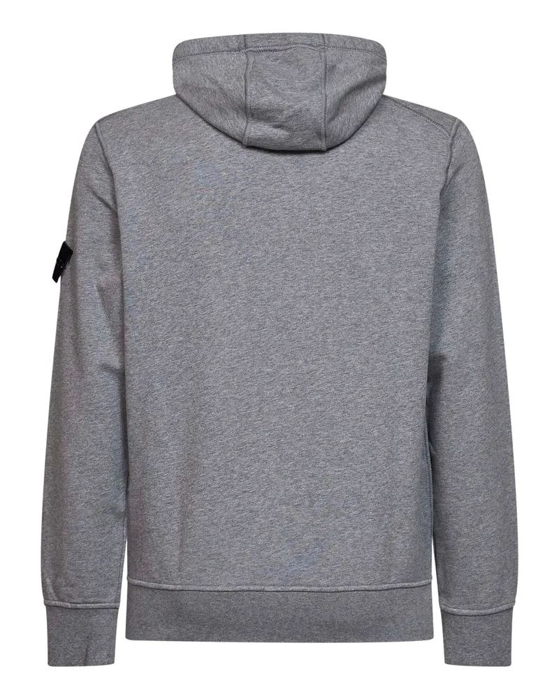 Stone Island Men Hoodie Mélange Grey Organic Cotton Sweatshirts Sweater Gray