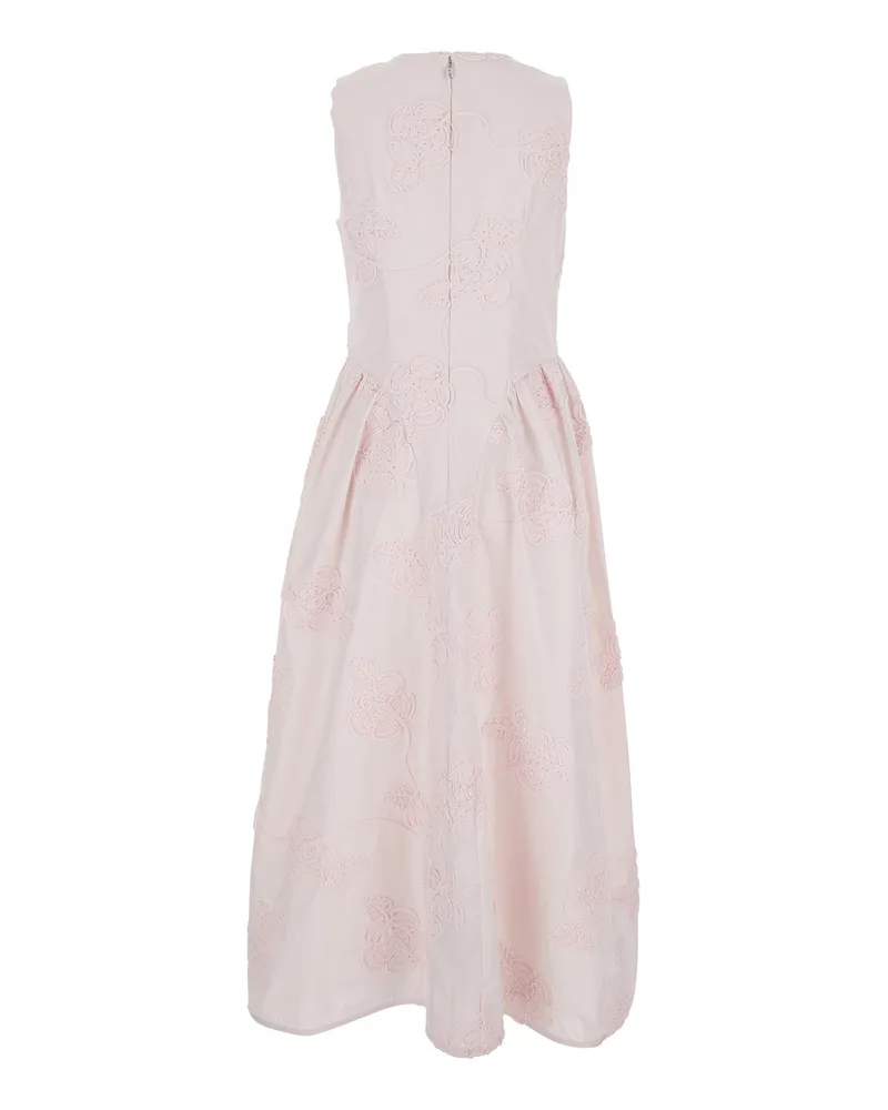 ROTATE Birger Christensen Women's Long Dress Pink Floral Embroidered Polyester Pink