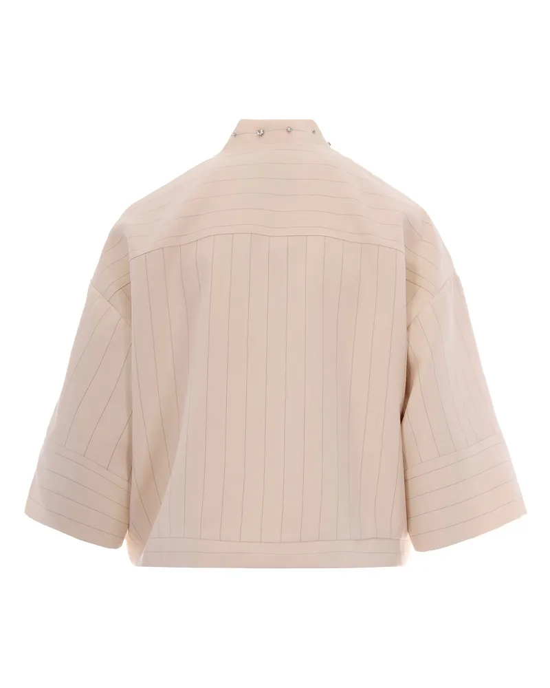 Liu Jo Women's Short Jacket Cream Stripe Viscose Beige