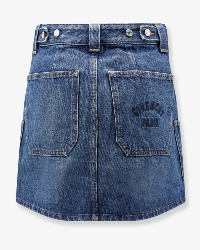 Givenchy Women's Denim Mini Skirt With Adjustable Straps Blue Cotton Blue