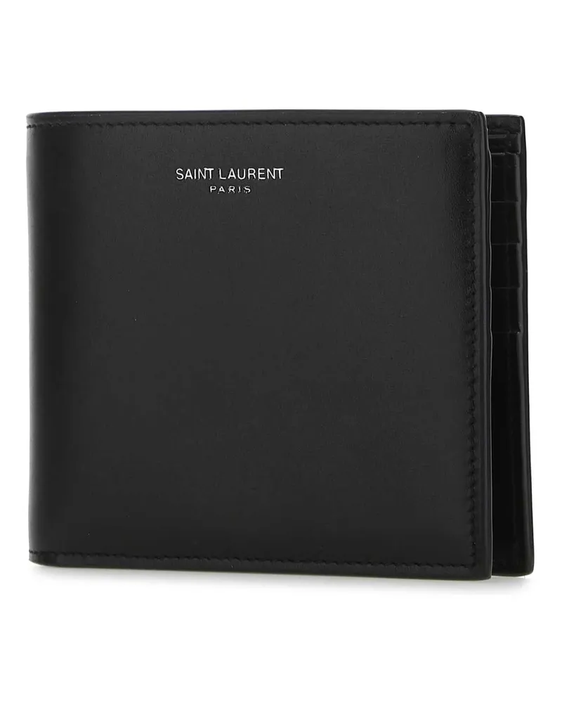 Saint Laurent Men's Black Leather Wallet 1000 Calf Skin Portafogli Black