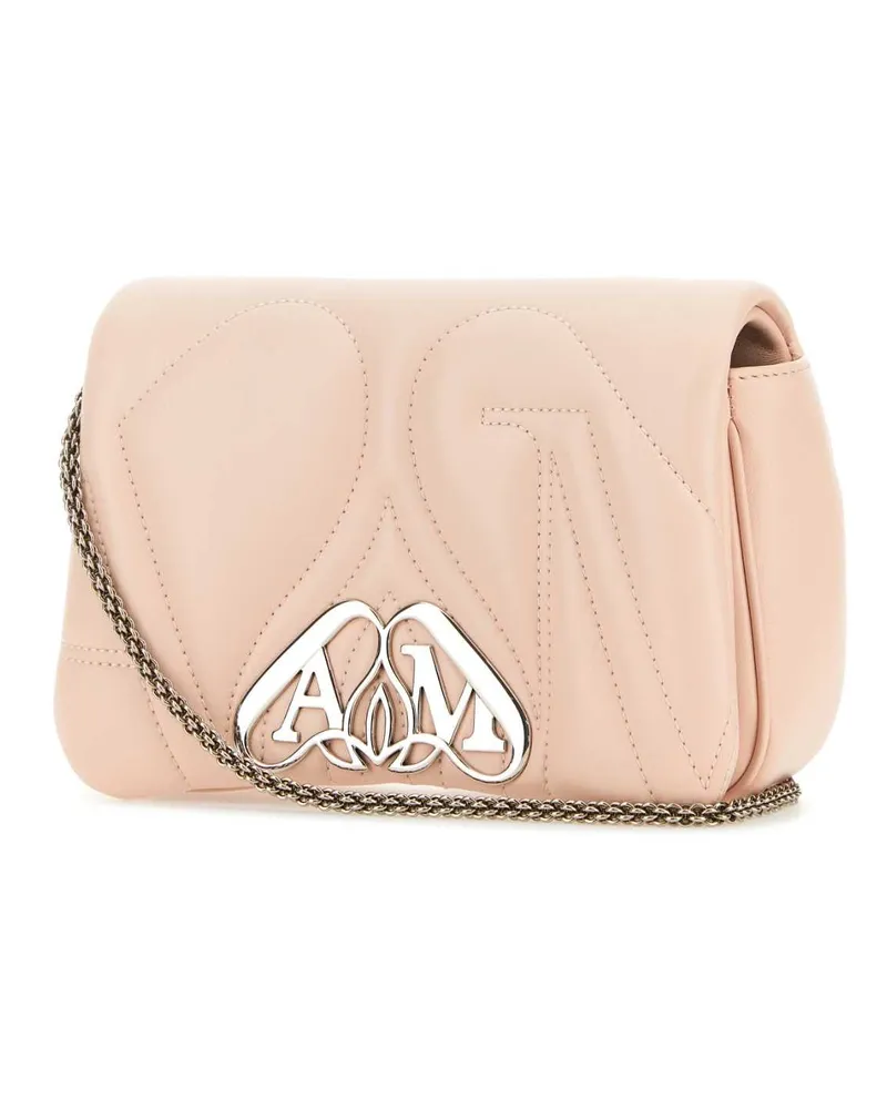 Alexander McQueen Women's Pastel Pink Leather Mini Seal Clutch Clay Pink