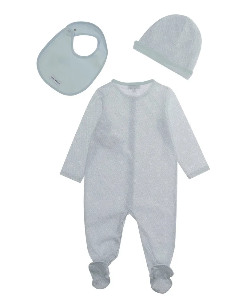 Emporio Armani Cotton Three-Piece Set Bodysuit — Light Blue Light