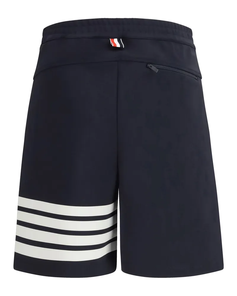 Thom Browne Men's 4-Bar Technical Shorts Navy Viscose; Polyamide; Lycra Bermuda Navy