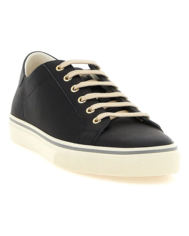 Brunello Cucinelli Men's Black Calfskin Low Top Sneakers Black