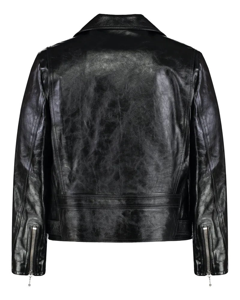 Celine Men's Biker Jacket Calf Leather Black Black