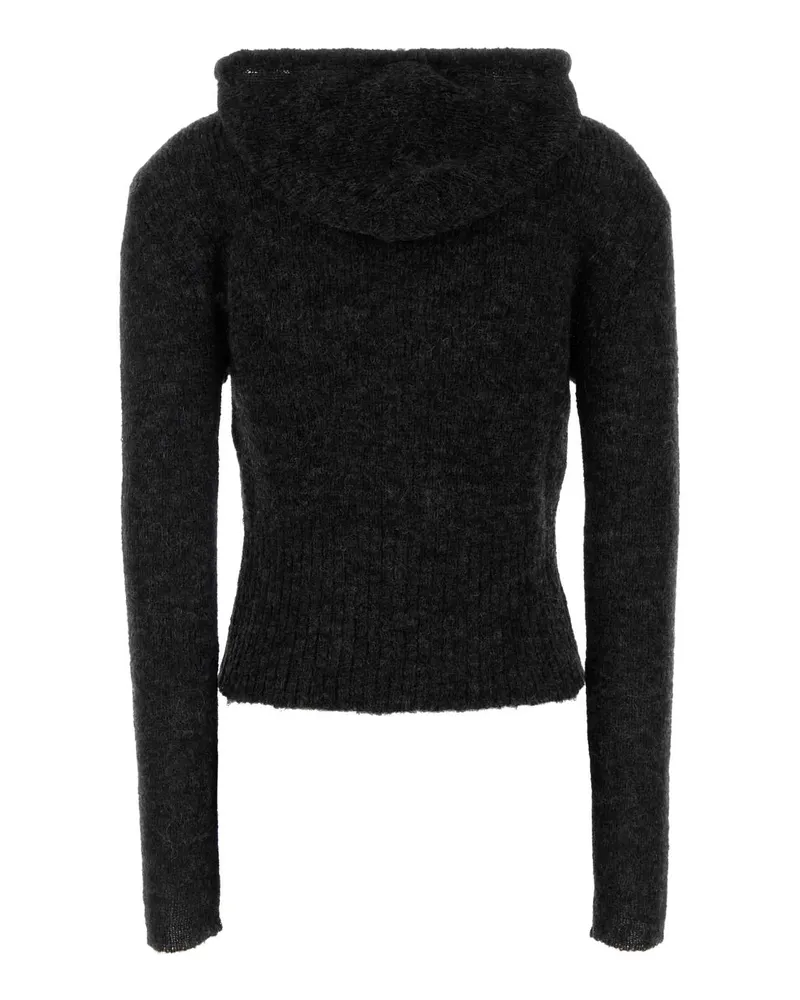 Our Legacy Women's Charcoal Alpaca Blend Sweatshirt Melange Fuzzy Exterior: Nylon Wool Felpe Sweater Gray