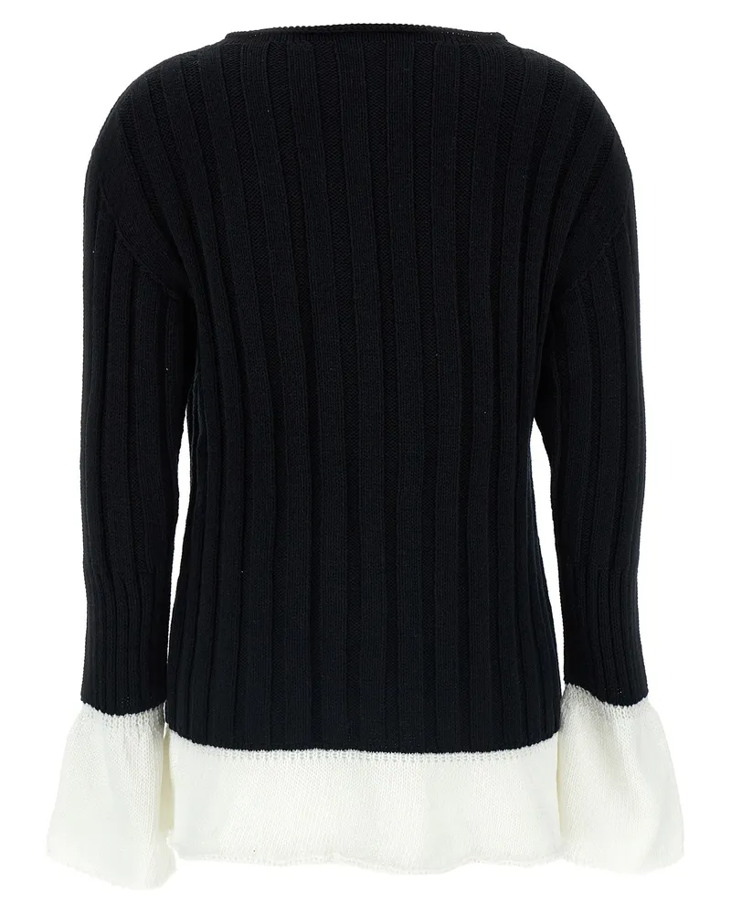 Issey Miyake Women's Bicolor Cotton Cardigan Clothing Black