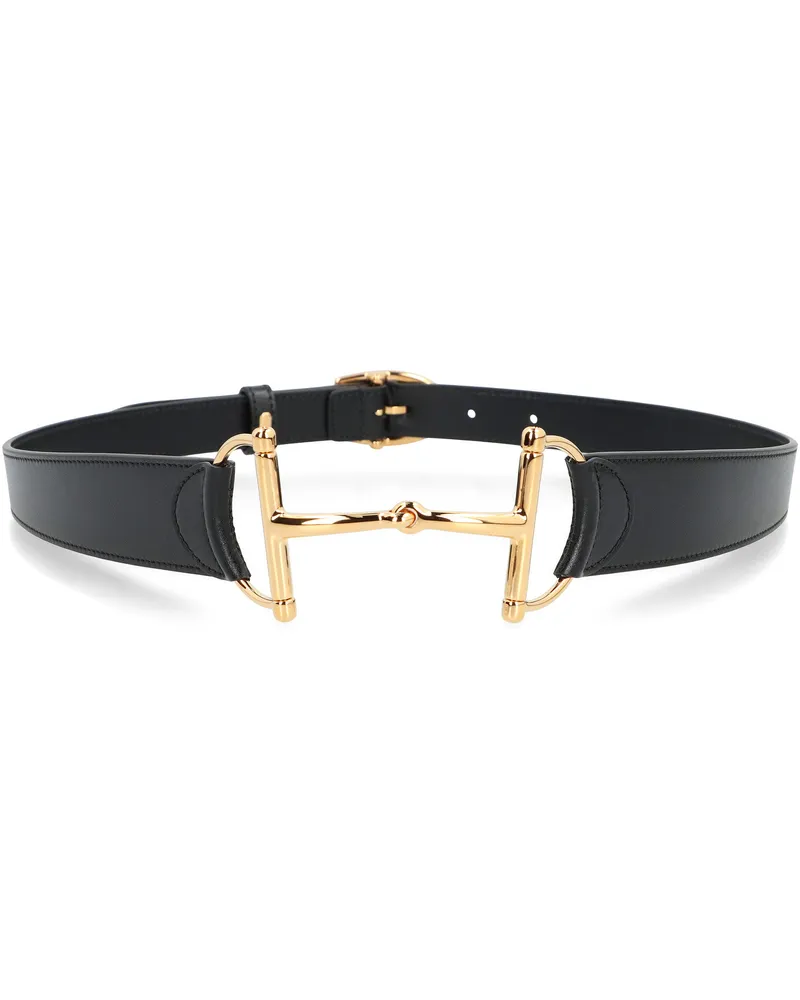 Gucci Women's Leather Belt With Clamp Black Calfskin Black