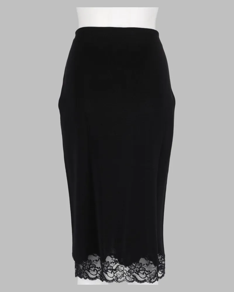 Balmain Lace-Trimmed Viscose Midi Skirt — Black Black