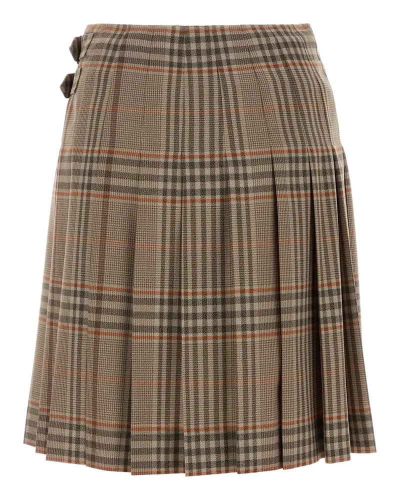 Burberry Plaid Wool Skirt — Beige Beige