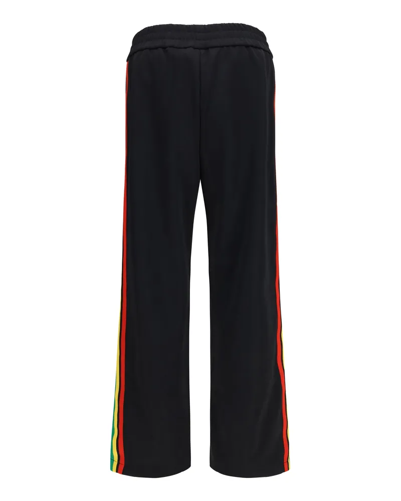 Palm Angels Men Classic Logo Vintage Track Pants Black Off White Polyester Trousers Black