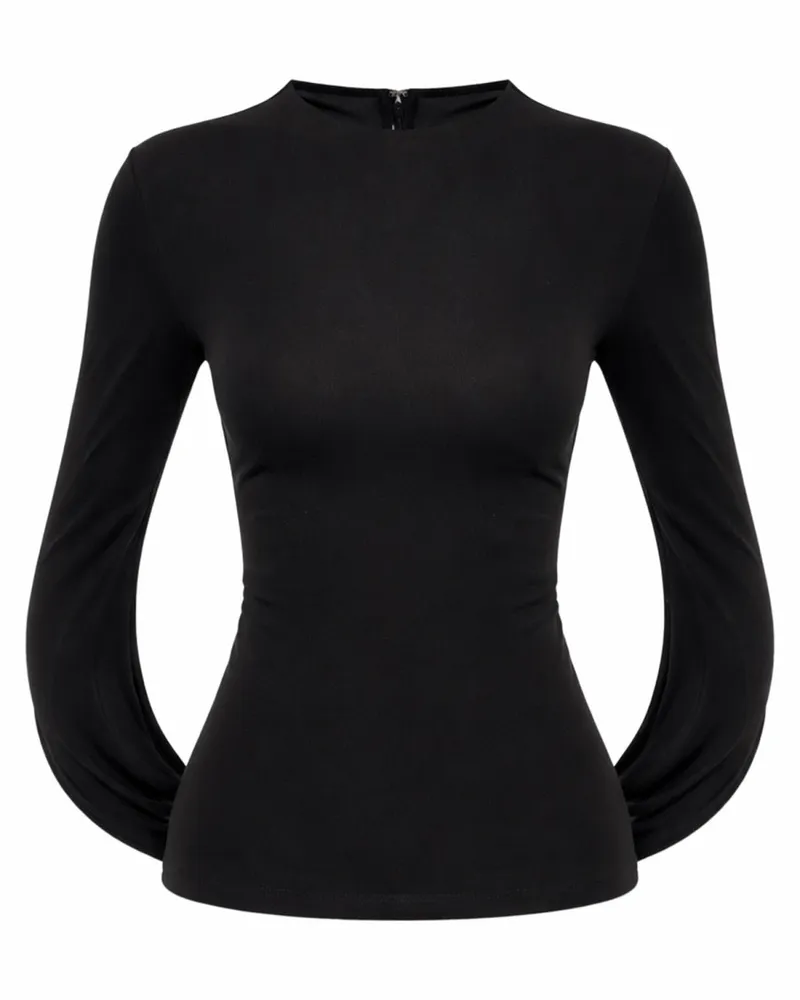Alexander Wang Draped Back Lyocell Blouse — Black Black