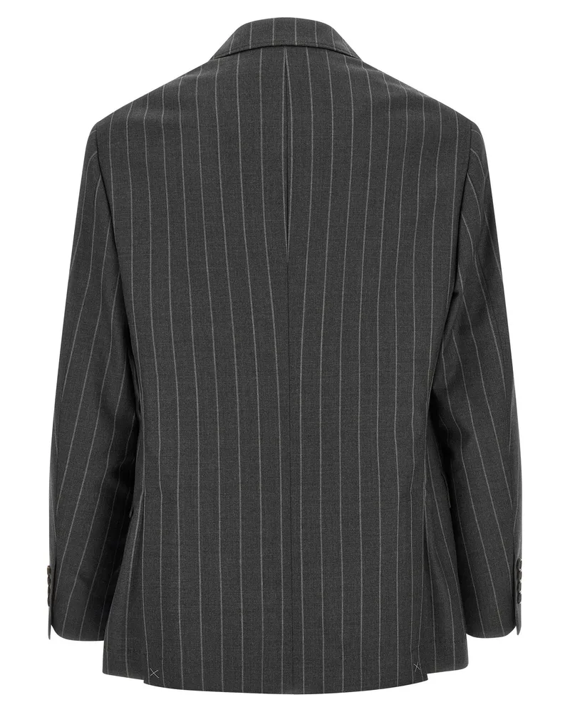 Brunello Cucinelli Pinstriped Virgin Wool Blazer — charcoal Charcoal