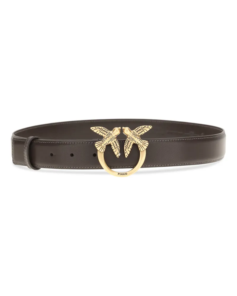 Pinko Women Love Berry Belt Marrone Marasca-Antique Gold Calf Leather Bos Taurus E Braces Brown