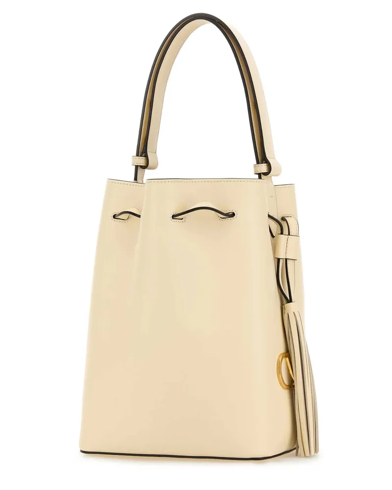 Valentino Garavani Women's Ivory Leather Vlogo Signature Bucket Bag Butterwhite Calf - Bos Taurus Borse A Secchiello Beige