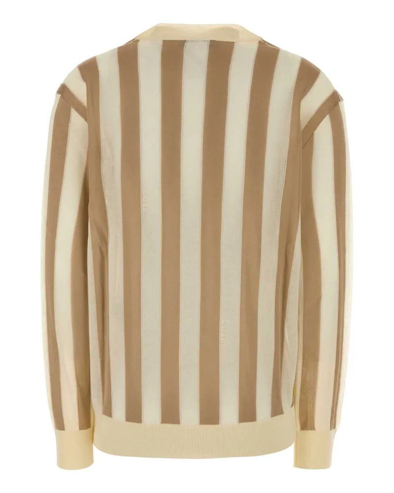 Fendi Women's Pequin Sweater Beige Silk Cotton Beige