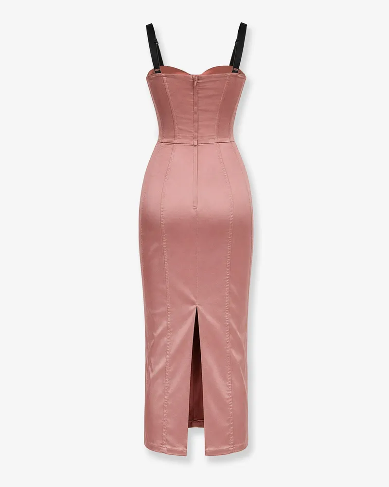 Dolce & Gabbana Women's Stretch Satin Dress Pink Silk Pink