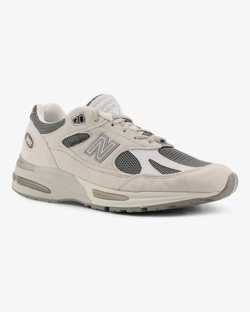 New Balance Men's Low-Top Sneakers Grey Mesh-Suede Trainers Mesh/suede Gray