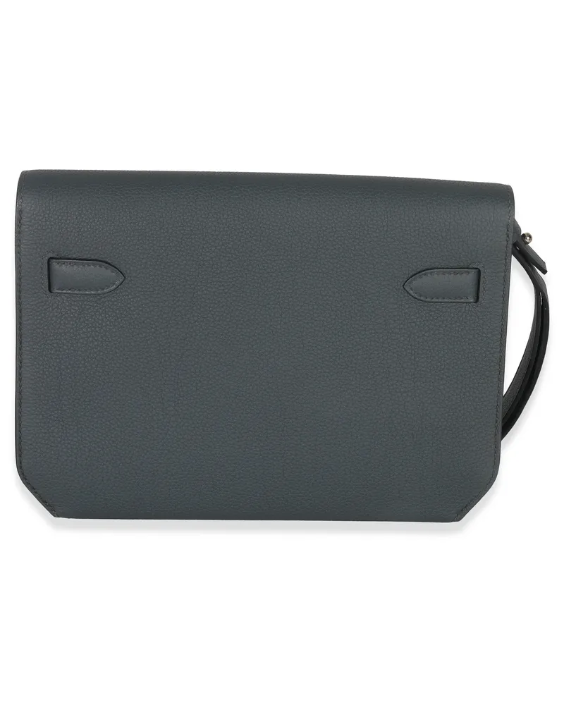 Hermès Bleu Orage Togo Kelly Depeches 25 Phw Gray Leather Handbag Gray