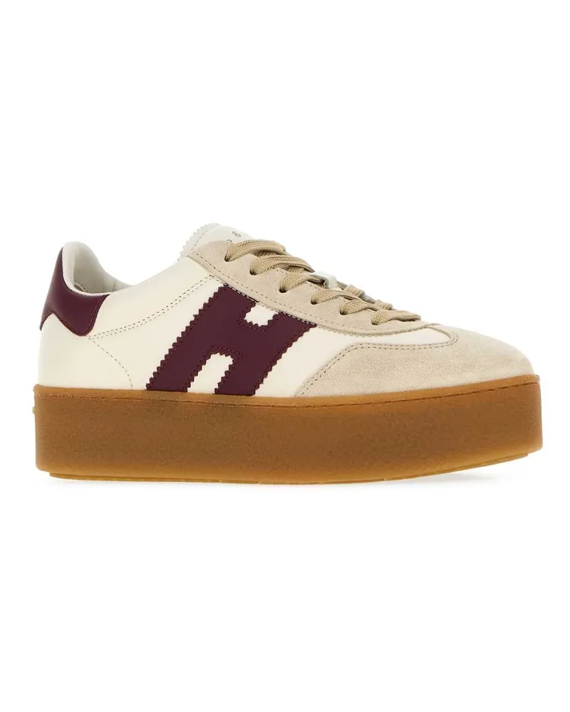 Hogan Women's Two-Tone Leather And Suede H698 Sneakers B013c023r810 Scarpe Stringate Lace-up Shoes Beige