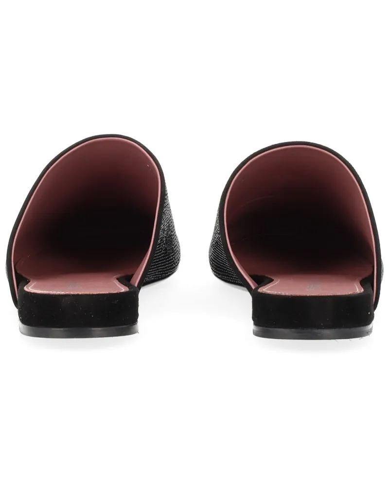 Premiata Leather With Rhinestones Slipper — Black Black