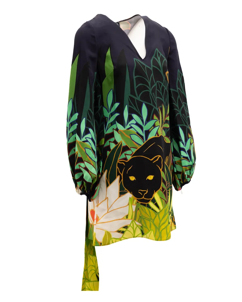 Valentino Garavani Women's Jungle Print Black Dress Black