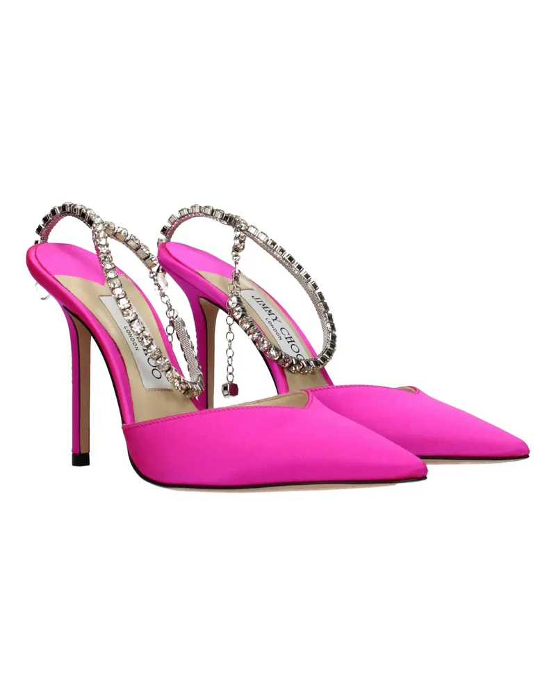 Jimmy Choo Women's Pink Satin Stiletto Heel Sandals Pink