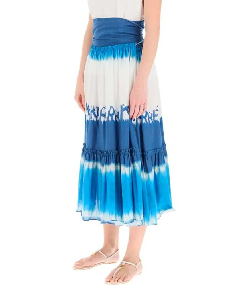 Alberta Ferretti Women's Blue Cotton Midi Skirt Blue