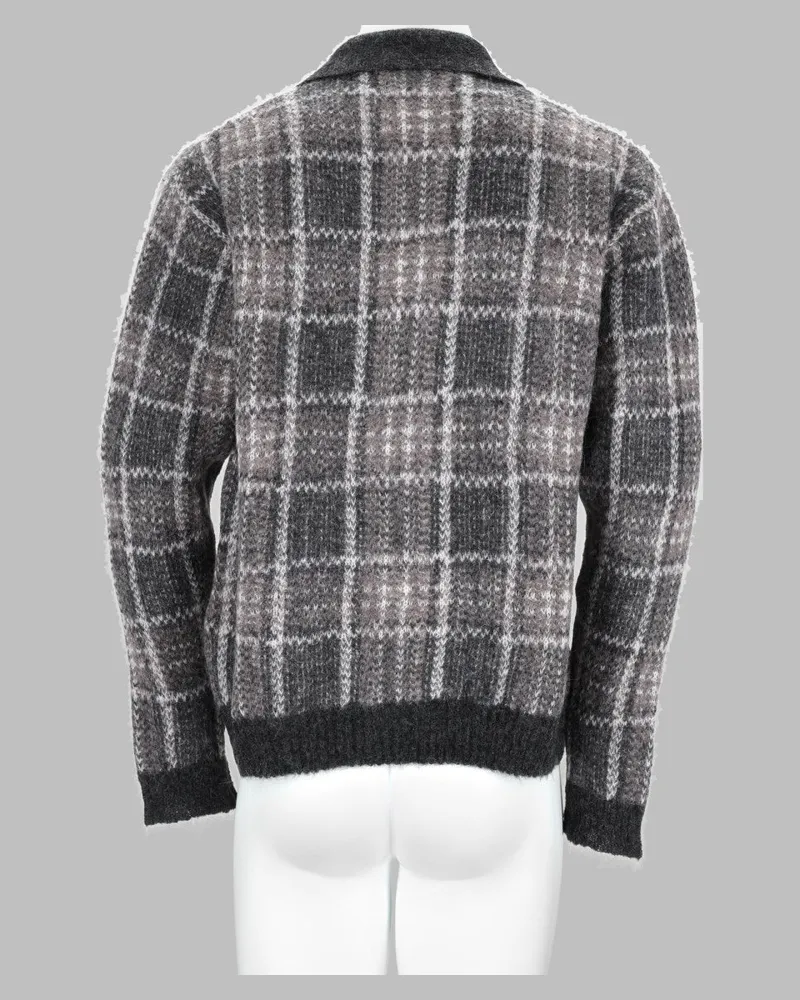 Our Legacy Alpaca-Blend Check Knit Cardigan — Brown Brown
