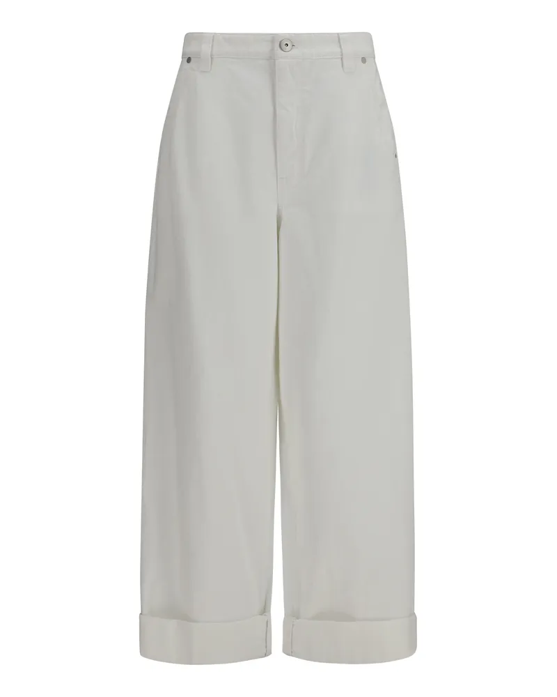Brunello Cucinelli Women's Cotton Pants Natural Trousers White