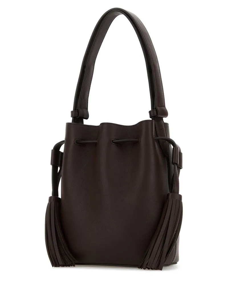 Valentino Garavani Women's Chocolate Leather Vlogo Signature Bucket Bag Darkcoffee Borse A Secchiello Brown