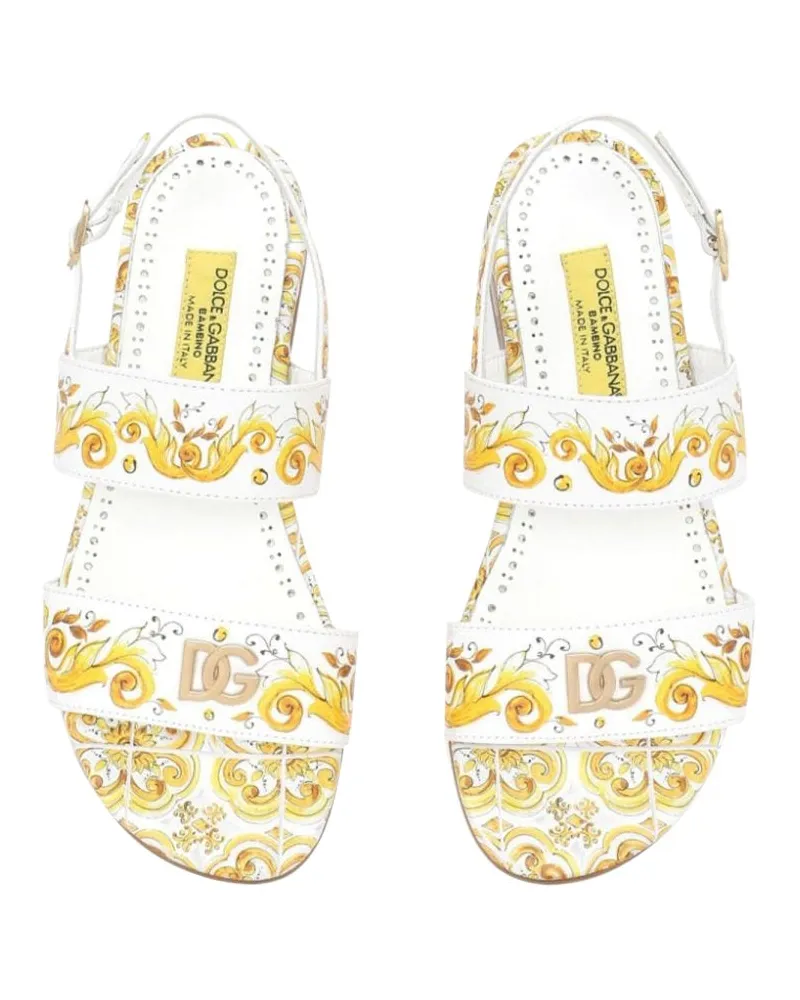 Dolce & Gabbana Printed Calf Leather Sandals — Yellow Yellow