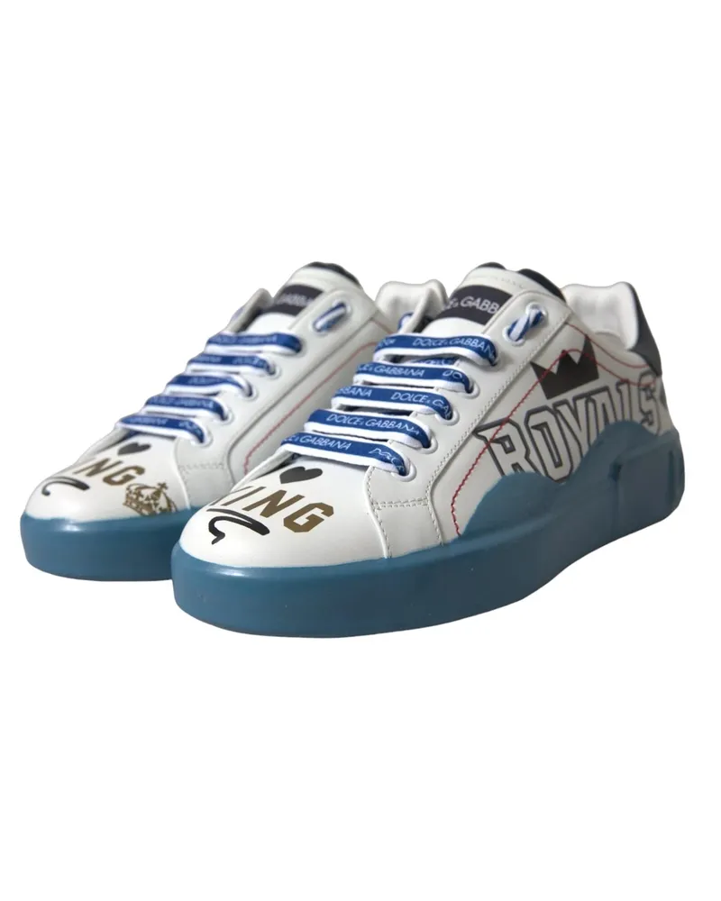 Dolce & Gabbana Men's Blue White Printed Portofino Melt Sneakers White