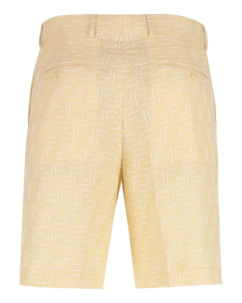 Fendi Men's Linen Bermuda Shorts Butter Cotton Beige