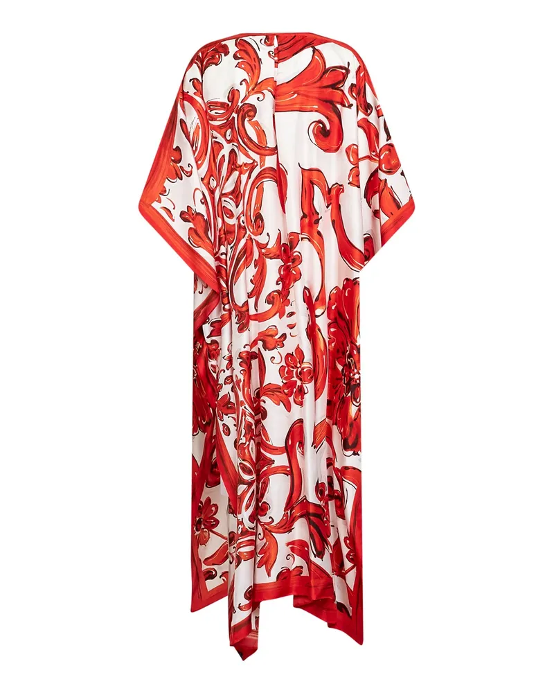 Dolce & Gabbana Women's Kaftan Dress Orange Majolica Print Multicolour Cotton Multicolor