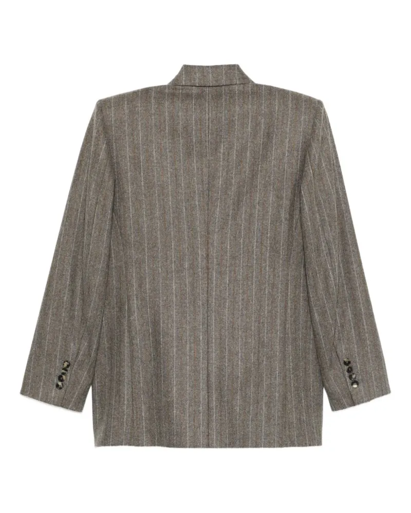 Alberto Biani Pinstripe Double-Breasted Blazer — Brown Brown