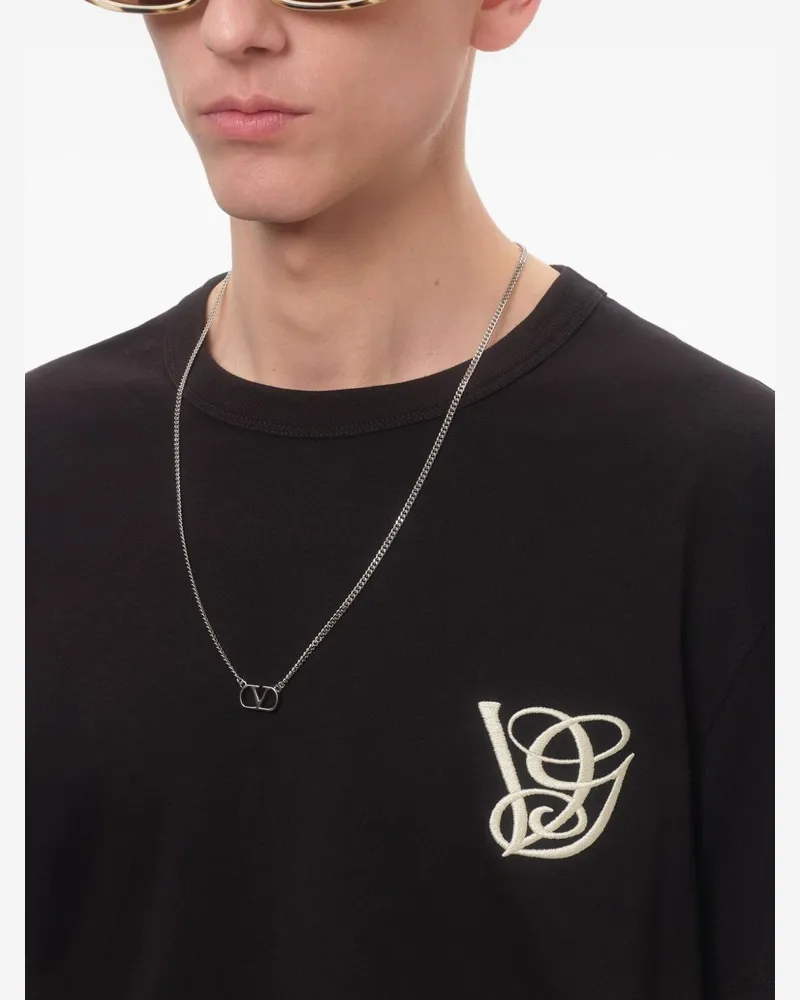 Valentino Garavani VLogo Signature Cable-Link Necklace — Silver Silver