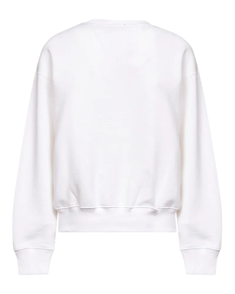Ralph Lauren Women's Pony Embroidered Crewneck Sweatshirt White Cotton Sweatshirts Sweater White