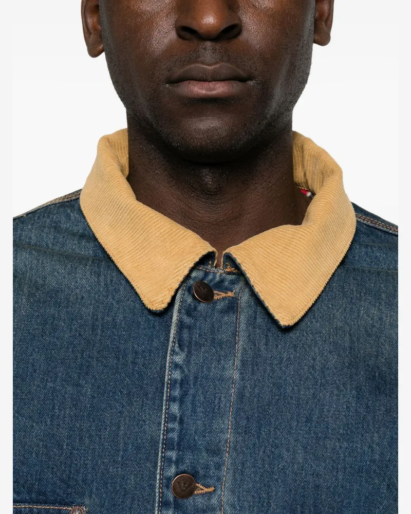 Emporio Armani Denim with Corduroy Collar Jacket — Navy Navy