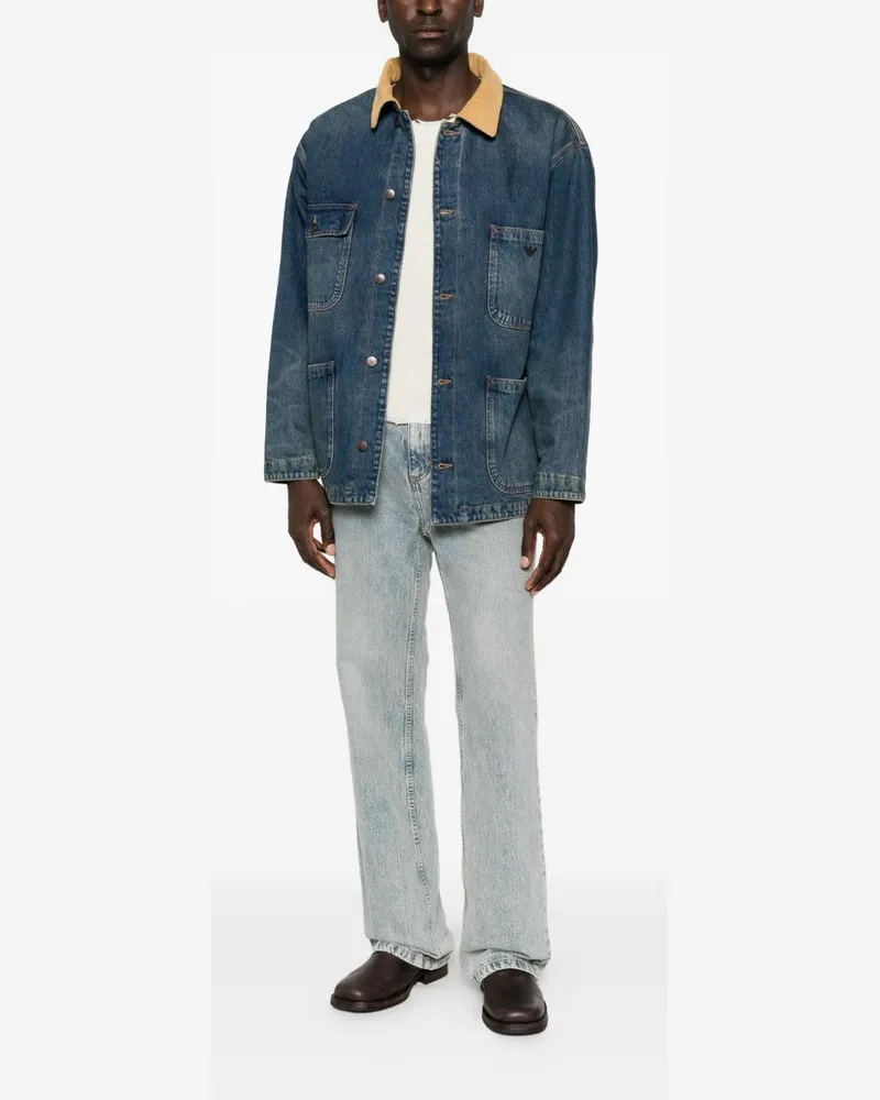 Emporio Armani Denim with Corduroy Collar Jacket — Navy Navy