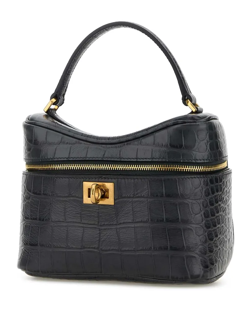 Balenciaga Women's Denim Blue Leather Rodeo Handbag Volcanic Rock Borse A Mano Black