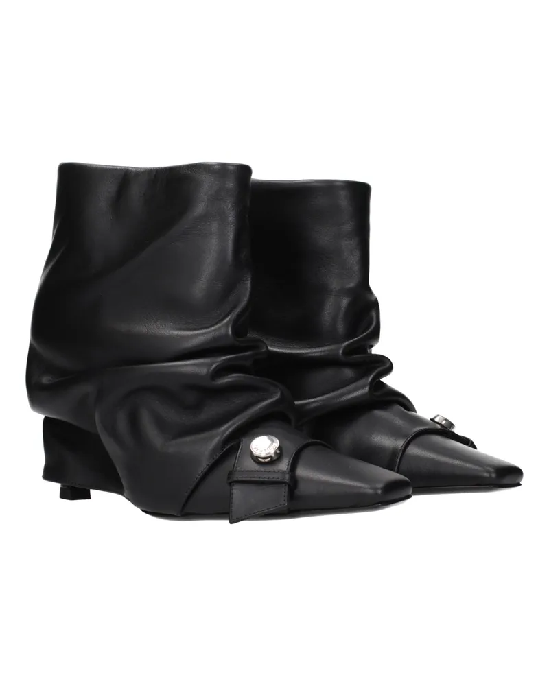 ATTICO Leather Ankle Boot — Black Black