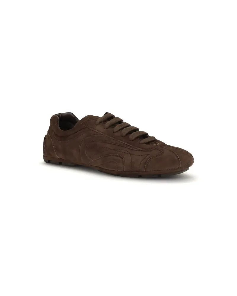 Prada Men's Brown Calf Leather Bos Taurus Athletic Sneakers Brown