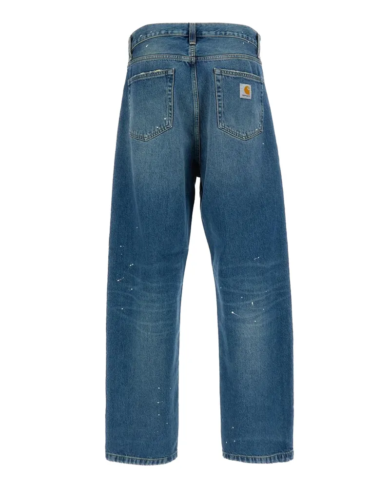 Carhartt WIP Men's Jeans Landon Blue Destroy Wash Wash-Splatter Cotton Smith Denim Wash/splatter 'smith Blue