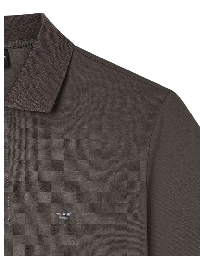 Emporio Armani Cotton Logo Polo — Dark Brown Dark