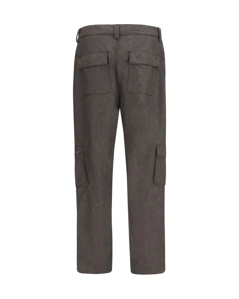 Brunello Cucinelli Virgin Wool Flannel Cargo Pants — Brown Brown