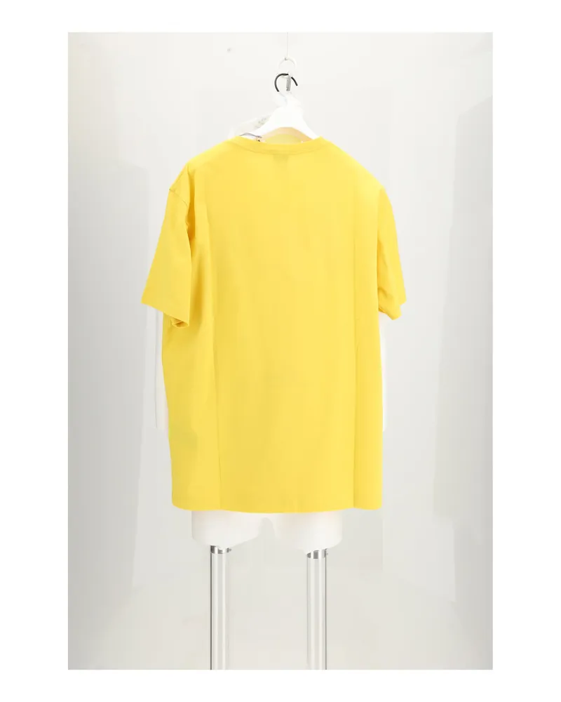 Dior Men T-Shirt Dracula Print Yellow Cotton T-Shirts And Polos Yellow