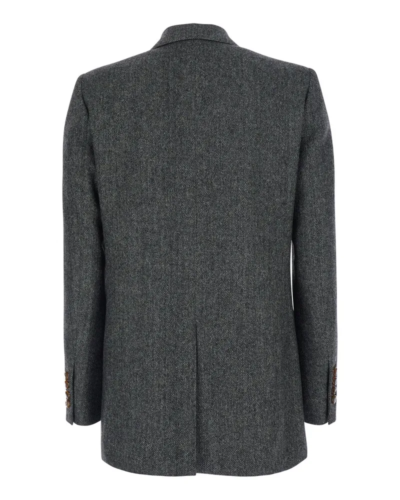Blazé Milano Women's Double-Breasted Jacket Grey Wool Blend Virgin Blazers Gray